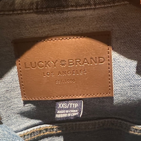 Lucky Brand Light Blue Denim Jacket with Multicolor Lettering - Picture 3 of 3